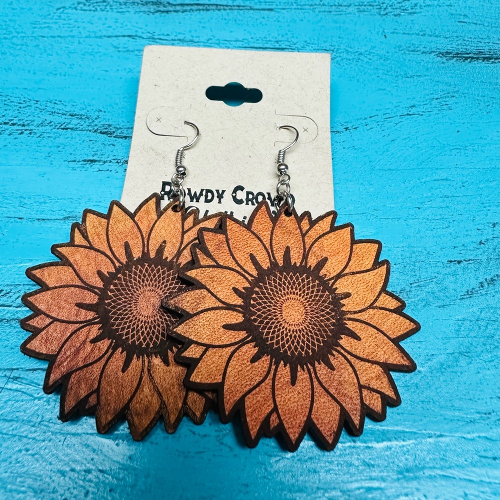 Sedona Sunflower Leather Earrings